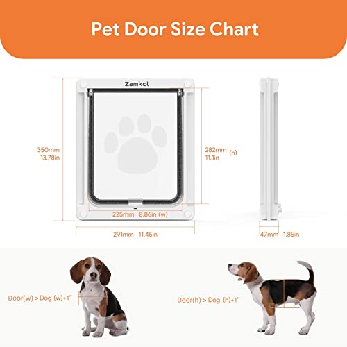 Dog Door, Pet Door For Dogs And Cats, 8.86" X 11.1" Inner Frame For Medium Dog And Pets, Easy To Install, Closing Panel Included, Durable Frame Doggy Door For Door & Wall, White Doggie Door, Medium #TOP4