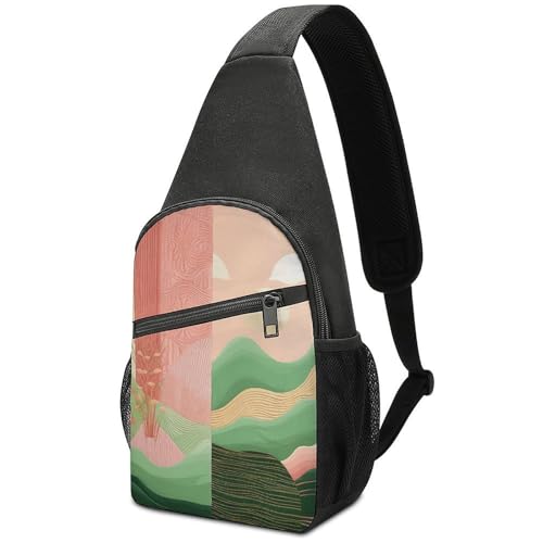 Bolso Sling Pequeño para Senderismo Color Esmeralda y Durazno miniatura 1