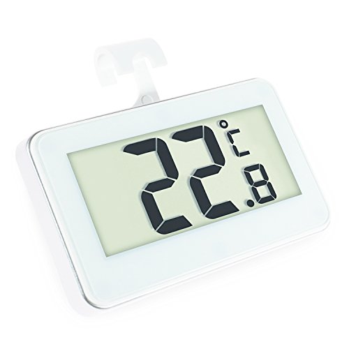 Digital nevera/congelador termómetro, aigumi impermeable congelador termómetro con gancho  fácil de leer pantalla LCD  Perfecto para frigorífico (2 unidades de color blanco -1)