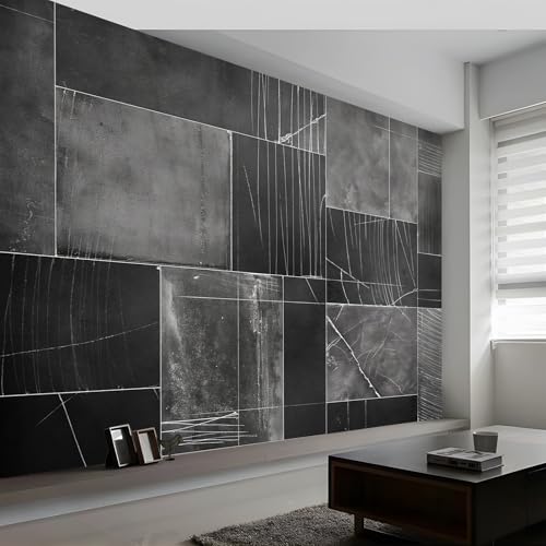 Papier peint photo 3D motif ardoise grise, revêtement mural intissé haut de gamme