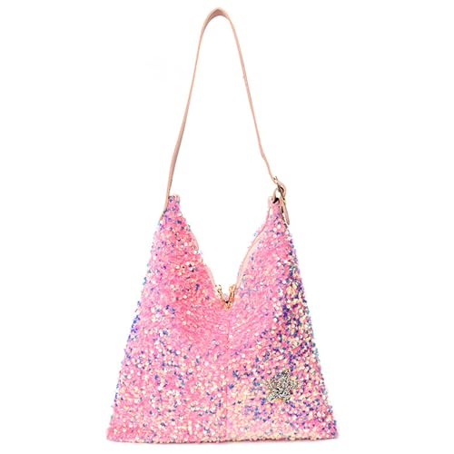 Bolsa brilhante, bolsas femininas de lantejoulas de grande capacidade, bolsa de ombro portátil com alça ajustável, bolsa de mão reversível com glitter, bolsas modernas para festas, clubes, casamentos