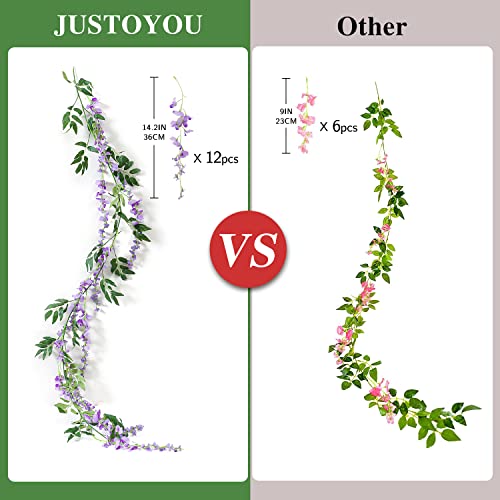 Justoyou 3Pcs 7Ft Artificial Wisteria Vine Garland Fake Flower Wisteria Garlands For Outdoor Indoor Wedding Wall Badroom Decoration(Purple) #TOP4