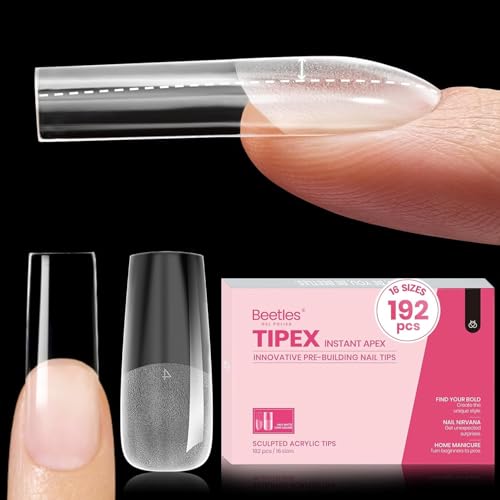 Beetles Tipex Instant Apex Nail Tips, Long Square, 192pcs 16 Sizes(00-14)