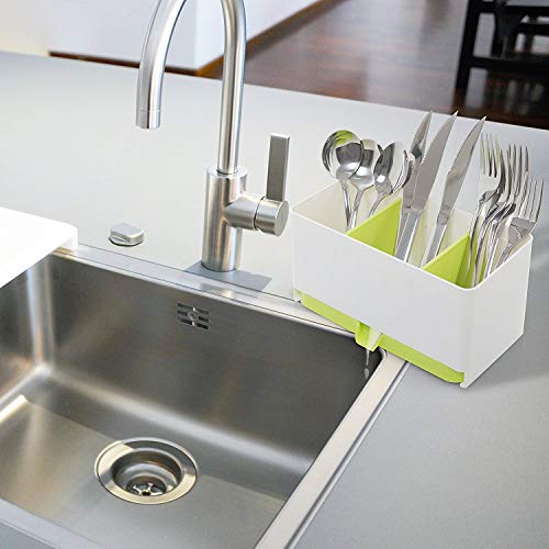House of Quirk Plastic Rectangular Sink Tidy Organiser, Standard, Green