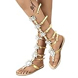 RöMersandalen Damen Schuhe Sandalen Damen Gladiator Römisch Sandalen Sommer Strand Sandals Riemchensandalen Knie Hohe Stiefel Peep Toe Sandalen Schnürschuhe Elegant Kniehohe Freizeitsandalen