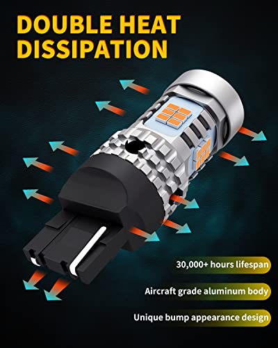 Auxlight 7440 T20 Led Bulbs Extremely Bright 7440Na 7441 W21W Wy21W 992 Canbus Error Free Replacement For Turn Signal Lights, 2200K Amber Yellow (Pack Of 2) #TOP5