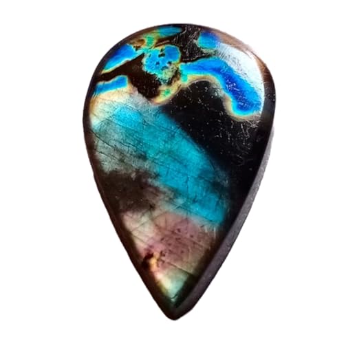Pierre gemme labradorite naturelle 39x23mm sélectionnée pour haute joaillerie DIY
