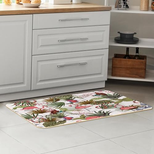 Lot de tapis de cuisine antidérapant lavable absorbant fleurs - 7
