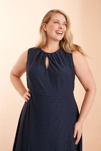 London Times Women's Dresses Sleeveless Fit and Flare Dress with Pleat Tucks and Keyhole Detail at Neck4