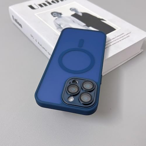 Coque armure iPhone 14 Pro de luxe protection antichoc mate et magnétique bleue