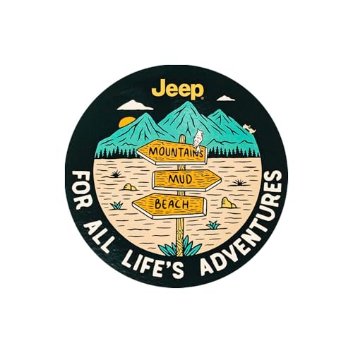 Image of Jeep for All Life's Adventures 4-Inch Circle Vinyl Sticker, Outdoor Decal for Cars, Laptops, Coolers and Gear (3)