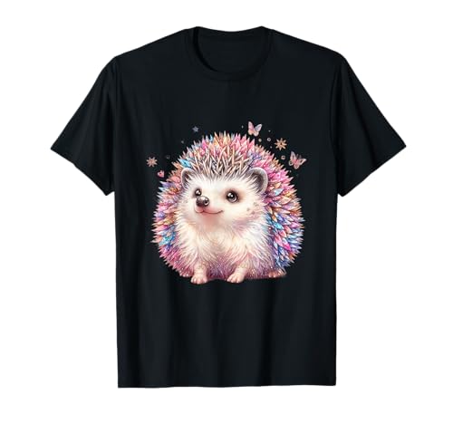 Photo de Hedgehog Boho Woodland Animal Festive Watercolor T-Shirt Noir Aquarelle Festive Homme S