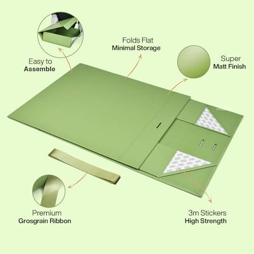 Image of RBS-LARGE Gift Box (34 x 33 x 10cm) Gift Box for Packaging (1 Pack) Hamper Box for Gift Holds Upto 10 kg Gift Packing Box Gift Boxes for Gifting Hamper Box (Large Green)