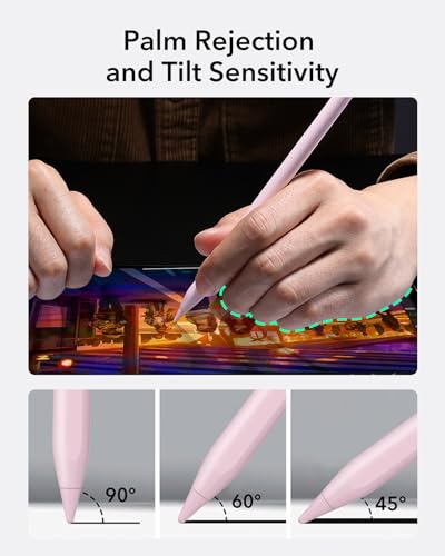 Image of ESR for Apple Stylus Pen with Tilt Sensitivity, iPad Pencil for Apple iPad 10 /9 /8 /7 /6, iPad Pro 11, iPad Pro 12.9, iPad mini 6 /5, and iPad Air 5 /4 /3, Palm Rejection, Magnetic Attachment, Pink
