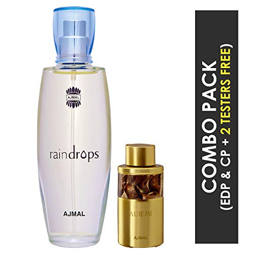 Ajmal Raindrops EDP Floral Chypre Perfume 50ml for Women and Aurum Concentrated Perfume Oil Fruity Floral Alcohol-free Attar 10ml for Women - Image 2
