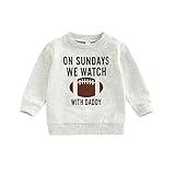 Lamuusaa Toddler Kid Baby Girl Boy On Sunday We Watch Football with Mommy/Daddy Sweatshirt Oversized Sweater Fall Clothes (Football with Daddy , 2-3 Years )
