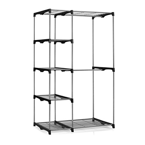 Furinno Wayar Double Rod Freestanding Closet, Gray