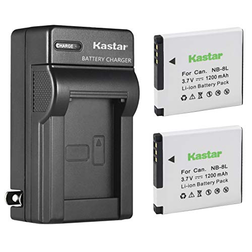 Kastar Battery (2-Pack) and AC Charger for Canon NB-8L NB8L CB-2LA CB-2LAE and Canon PowerShot A2200, PowerShot A3000 is, PowerShot A3100 is, PowerShot A3200 is, PowerShot A3300 is Digital Cameras