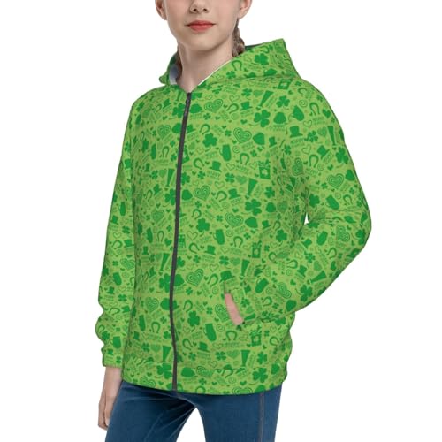 St Patrick's Day Kid Hoodies Boys Zip Up Sweatshirts Girls Pullover with Pocket