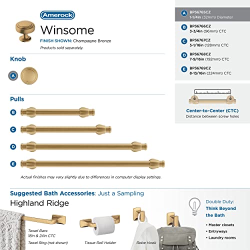 Image of Amerock 1-1 /4 inch Round Winsome Champagne Bronze Cabinet Knob | Durable Zinc drawer knob and cabinet hardware, ideal for kitchen cabinets, bathroom vanities, dressers, and furniture