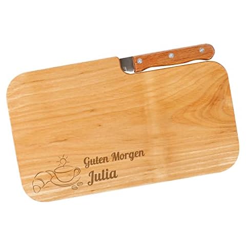 Cera & Toys® Frühstücksbrett aus Holz mit Messer und gratis Gravur des Namens Cover