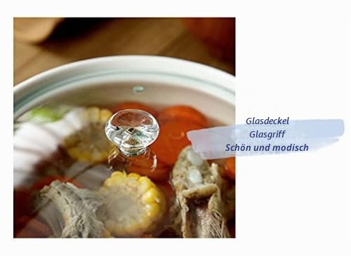 Keramik Suppenterrine mit Deckel und Schöpflöffel Set, Mikrowellen- und Spülmaschinenfest, Ideal zum Servieren und Warmhalten von Suppe