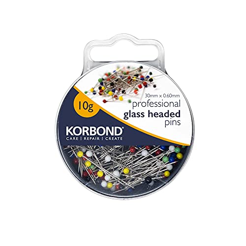 Korbond 30 mm x 0,6 mm Crystal Head Professional 100 Pines Lo Mejor para acolchar, Coser, Hacer, Cortar Patrones, Apliques, Trabajos de Manualidades, Silver, 10g ✅