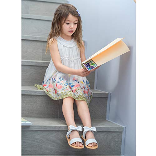 Felix & Flora Toddler Girl White Sandals Size 8 - Easter Flower Girl Dress Shoes Open Toe Little Kid Summer Flats #TOP2
