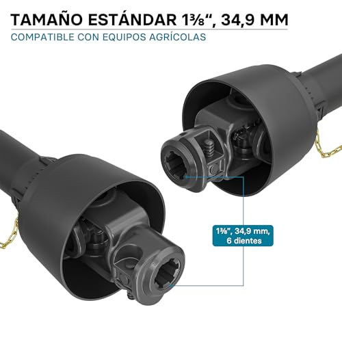 Eje transmisión cardán de 520mm para conectar aperos agrícolas a toma de fuerza 3