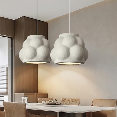 Image of Modern Cloud Pendant Light, White Semi-Sphere White Resin Hanging Lamp, Home Deco Living Room Ceiling Light Fixture, 40cm (Narrow-Cloud)
