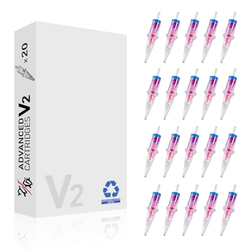 20pcs Tattoo Cartridge Needles #12 Disposable Tattoo Needles Standard-Round Liner Needles with Membrane Safety Cartridges for Tattoo Beginners (1209RL)