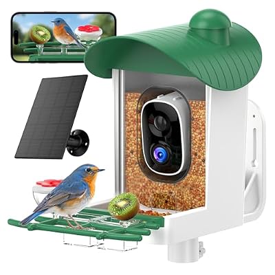Bird Feeder with Camera Outdoor Solar: Smart Birdfeeder Houses with 2K Live Cam - AI Identify Birds Species and Auto Instant Arrival Alert Outside Garden - Ideal Gift for Bird Lovers