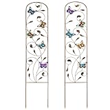 SUNNYPARK Set of 2 Butterfly Metal Garden Trellis for Climbing Plants,...