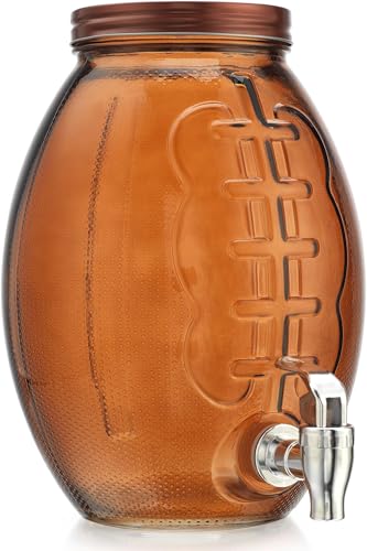 Football Shaped Drink dispenser, Glass Beverage Dispenser For Football Party & decorations, Drink Dispenser With 100% Leakproof Spigot Perfect For Parties And Daily Use 1 GALLON