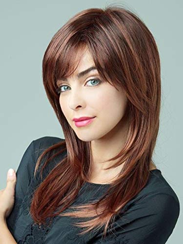 Serena Wig Color Chocolate Swirl - Noriko Wigs 13" Long Shag Razored Layered Synthetic Hair Avg Cap Orchid Collection Short Fringe Bundle Hairloss Booklet