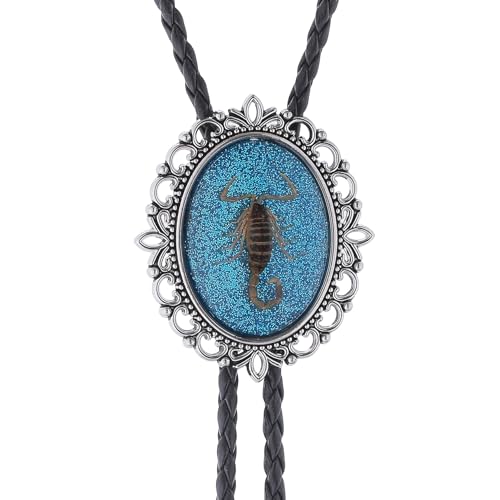 Image of Jeilwiy Bolo Tie for Men Real Stone Westwern Cowboy Ties Silver Bolos Women Leather Necktie Gift for Birthday Christmas