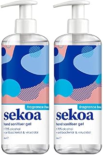 Amazon Brand - Sekoa - 70% Alcohol Hand Sanitiser Gel (Unscented, 500ml)