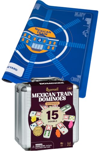 Mexican Train Double 15 Dominoes Set + Mexican Train Mat miniatura 1