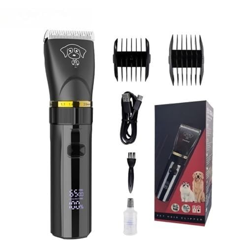 Eanmoda V2 Professional Dog Clipper Set - Original & Quiet Pet Clippers for Grooming, Low Noise Corded/Cordless Hair (Black)
