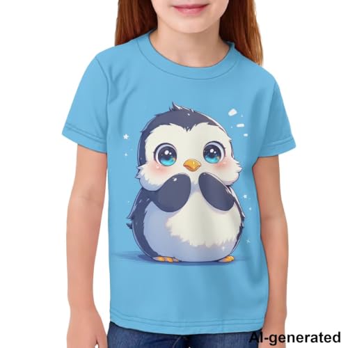Image of Novelty 3D Graphic T Shirts for Kids Crew Neck Funny Animal Print Short Sleeve Girls Tshirts 3-16 Years