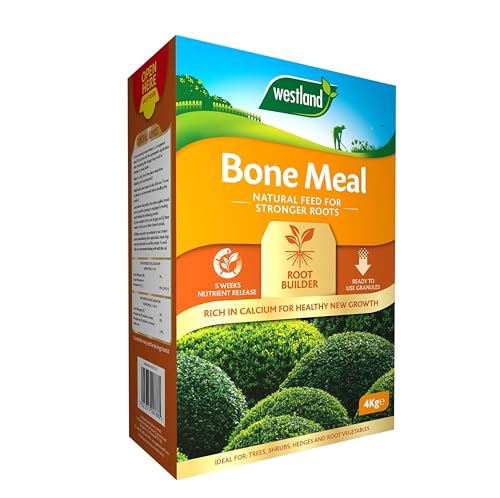 Bone Meal Plant Feed Fertiliser - Easy to Use Plant Food 4kg Bonemeal Granules for Garden Plants with Topline Card. Rich in Calcium for Healthy Strong New Growth. Ideal for Trees and Shrubs.