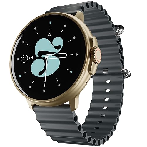 Ambrane 1.39” LucidDisplay, Premium Aesthetics, Bluetooth Calling Round SmartWatch, Functional Crown, 500 NITS Brightness, 100+ Sports Mode With IP68, 100+ Watch Faces (Rush, Black) For Rs. 1799 @ 74 %