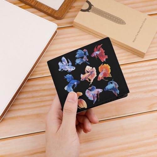 Watercolor Betta Fish Slim Bifold Wallets Coin Pouch Cute Travel Change Card Holder Wallet for Men Women4