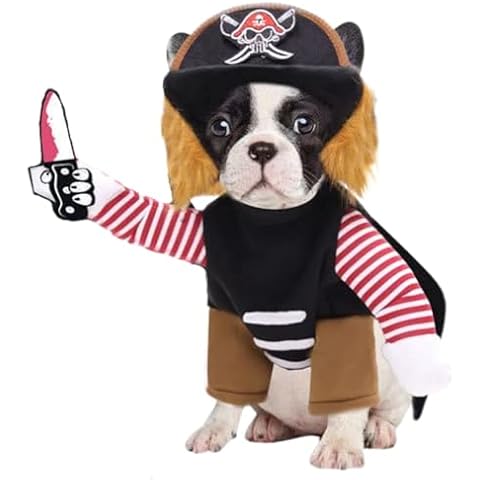 Hoiicco Chucky Costume for Dogs, Pet Deadly Doll Dog Costumes, Cute Chucky Dog Costume for Christmas Halloween, Funny Dog Clothes with Wig and Blood Knife for Small Medium Dogs (Large) Cover