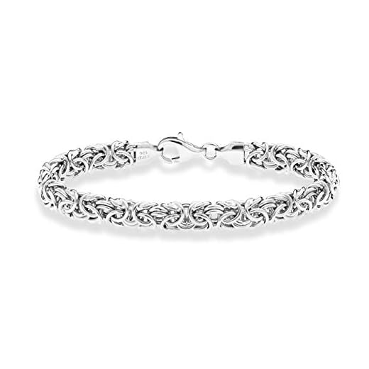 Miabella Italian 925 Sterling Silver Byzantine Bracelet for Women, Handmade in Italy (Length 7.5 Inches)