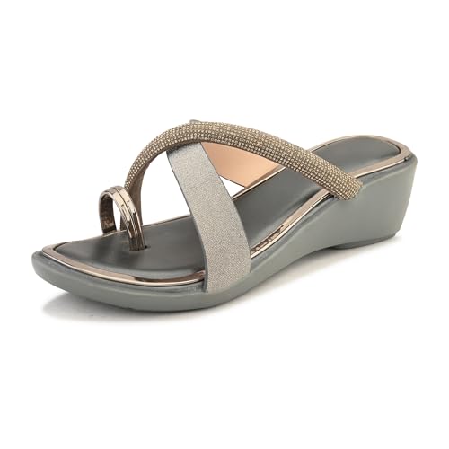 Image of Centrino Women's Wedge Heel Sandals | Stylish Slip-On Sandals for Ladies | Soft Cushioned Footbed for Comfort | Elegant & Trendy Design | Lightweight and Durable Fashion Footwear (9410)