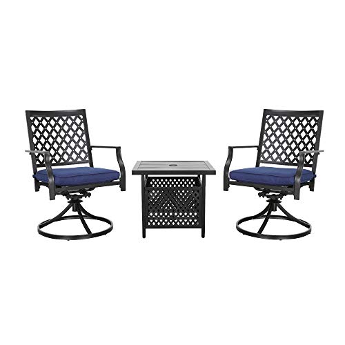LOKATSE HOME 3 Piece Patio Bistro Swivel Chair Set Outdoor Bar Metal