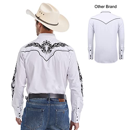EL PIONERO Men's Western Cowboy Shirt Embroidered Shirt Long Sleeve Casual Snap Button Shirt3