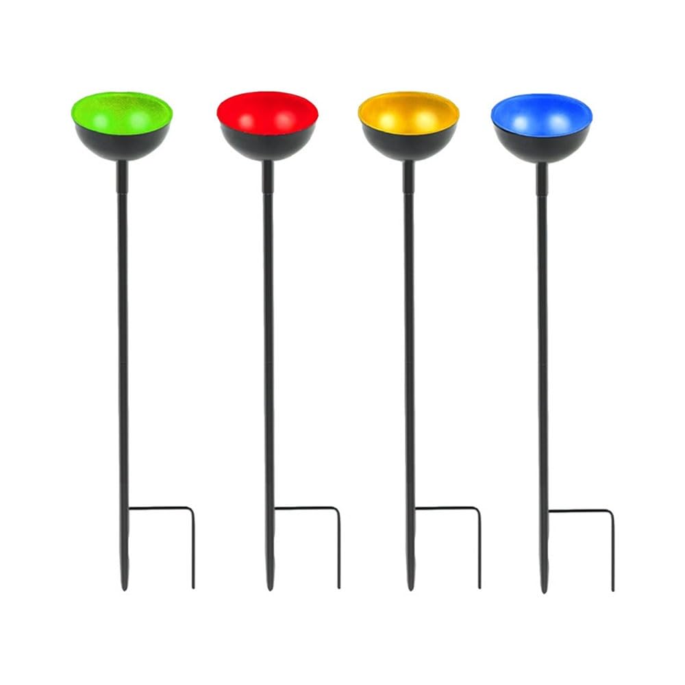 4 Pack Metal Bee Waterer Stakes, Garden Bee Water Stations, Outdoor Pollinator Water Bowls, Funny Yard Sculpture Decor for Lawn Patio