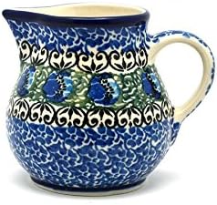Polish Pottery Creamer - 4 oz. - Peacock Feather